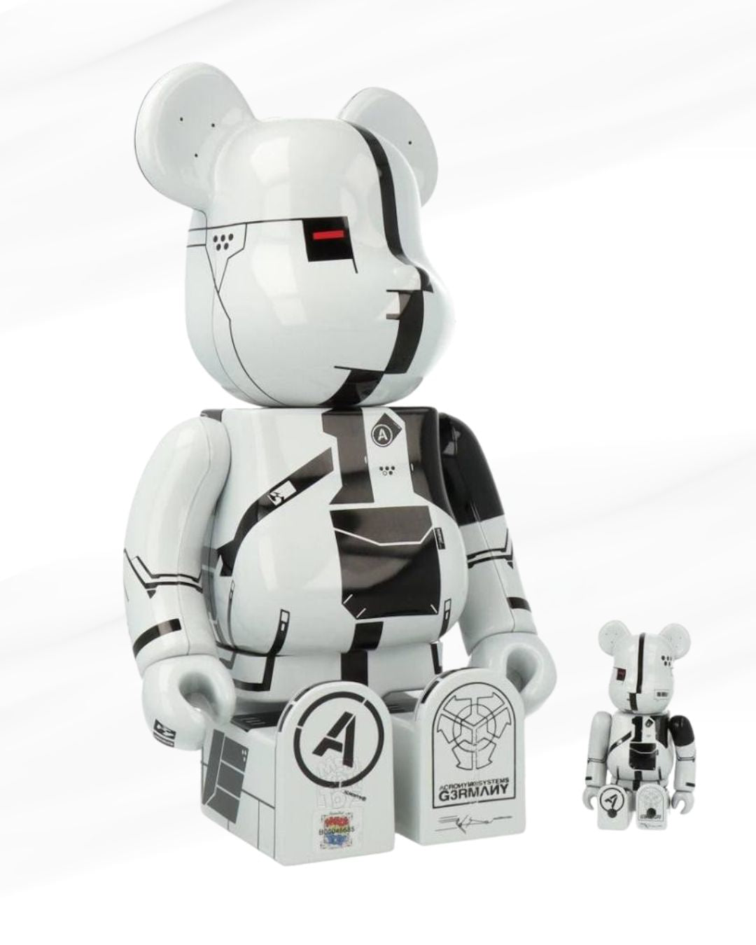 Acronym white chrome 100% 400% - Bearbrick