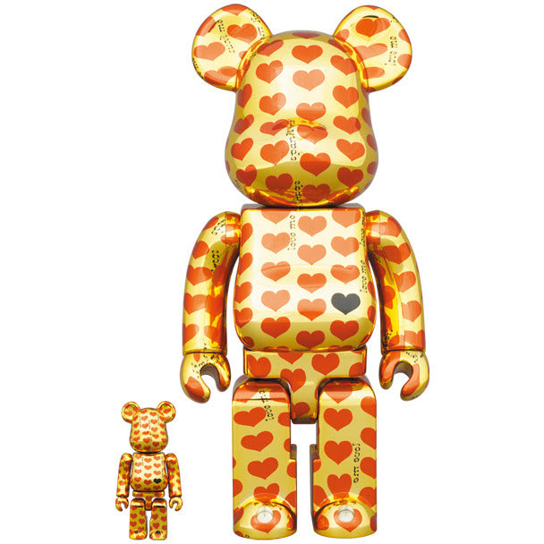 Medicom Toy Be@rbrick - Amplifier gold heart 400% & 100%