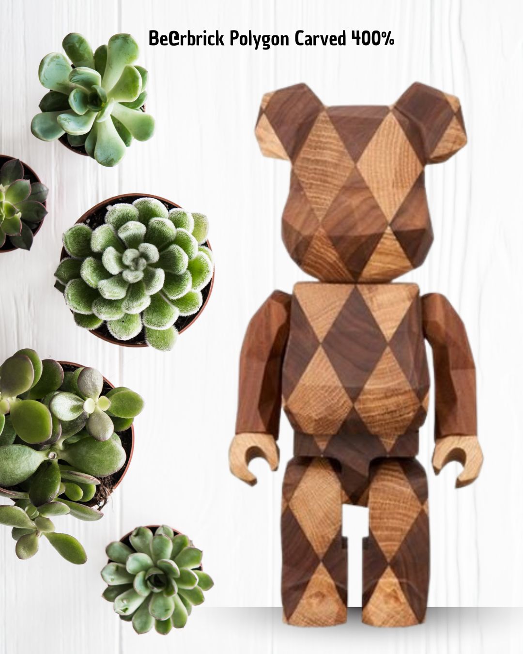Karimoku Fragment Design Lattice Pattern Carved Wood - Bearbrick