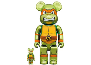 Medicom Toy Be@rbrick - TMNT Michelangelo (Chrome) 400%& 100%