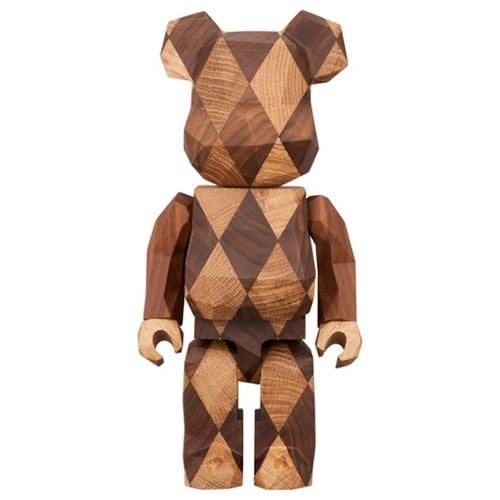 Bearbrick Karimoku Fragment Design Lattice Pattern Carved Wood - Art Toy Medicom