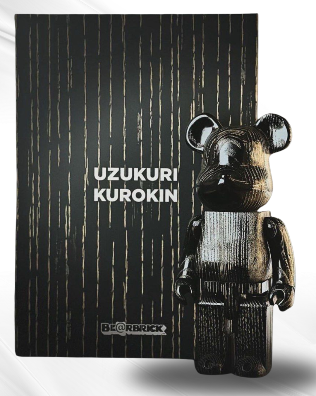 Bearbrick Karimoku Uzukuri Kurogane Black & Gold Box